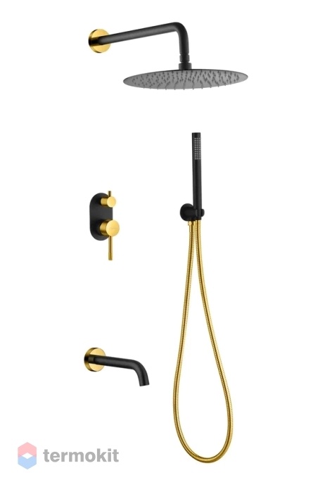 Душевой комплект скрытого монтажа Boheme Uno black gold 464-2-BG