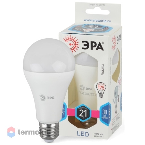 Лампа светодиодная ЭРА LED A65-21W-840-E27 диод, груша, 21Вт, нейтр, E27
