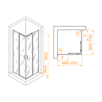 Душевой уголок RGW Passage PA-030B 1950x700x700 черный 3508103077-14