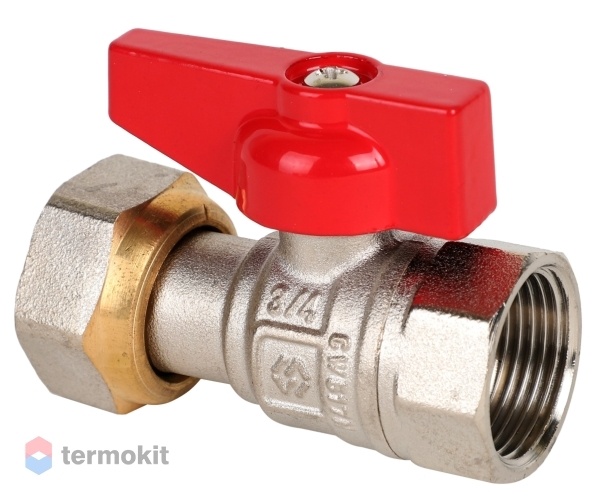 MVI Кран шаровый полнопроходной прямой с накидной гайкой 1/2", внутренняя-наружная, бабочка BV.531.04
