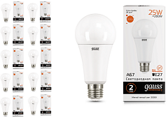 Лампа Gauss LED Elementary A67 25W E27 3000K 1/10/50, 10 шт.