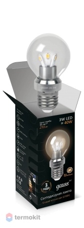 Лампа Gauss LED G40 для хрустальных люстр E27 3W 2700K CL