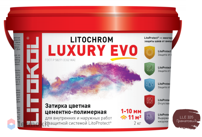 Затирка Litokol цементная Litochrom 1-10 Luxury Evo LLE.335 Гранатовый 2кг