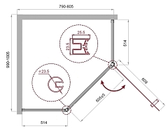 Душевой уголок BelBagno UNO 1950x1000x800 хром UNO-195-PH-1-100/80-C-Cr