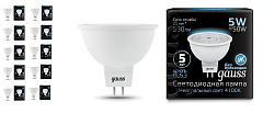 Лампа светодиодная Gauss LED LENS MR16 GU5.3 5W 4100K, 10 шт
